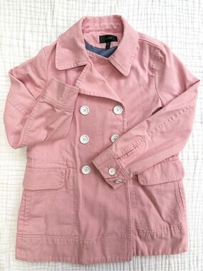J.Crew Pink Cotton Peacoat Jacket Size 4 Preppy Spring Coat